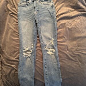 Good American Sky Blue Ripped Skinny Jeans